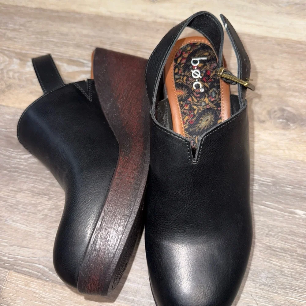 Born ankle strap wedge closed toe brown/black size 9M ankle strap womens leather - Picture 9 of 13